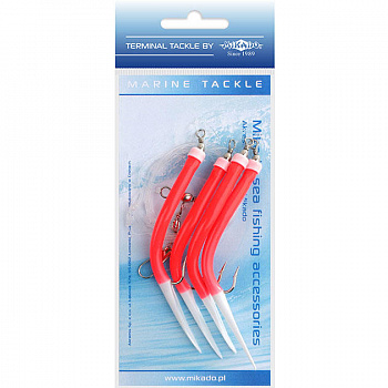 Морская оснастка Mikado GUMMI MAKK RIG, крючок № 2/0 (4шт.) RED